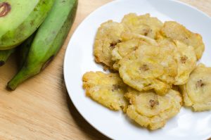 Patacones and plantains on a table